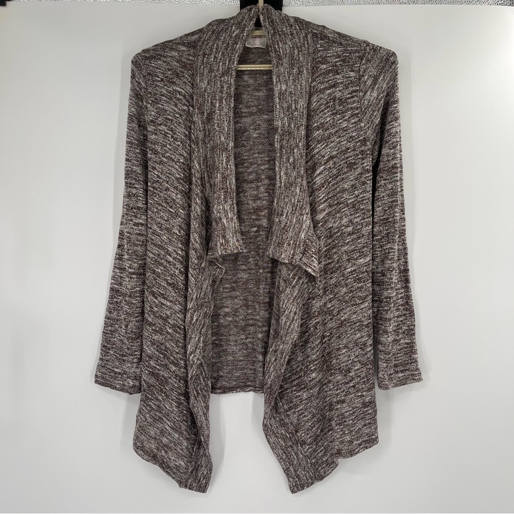 Nymphe Brown Marled Open Front Drape Cardigan